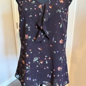 CAbi Floral V-Neck Blouse - Black and purple